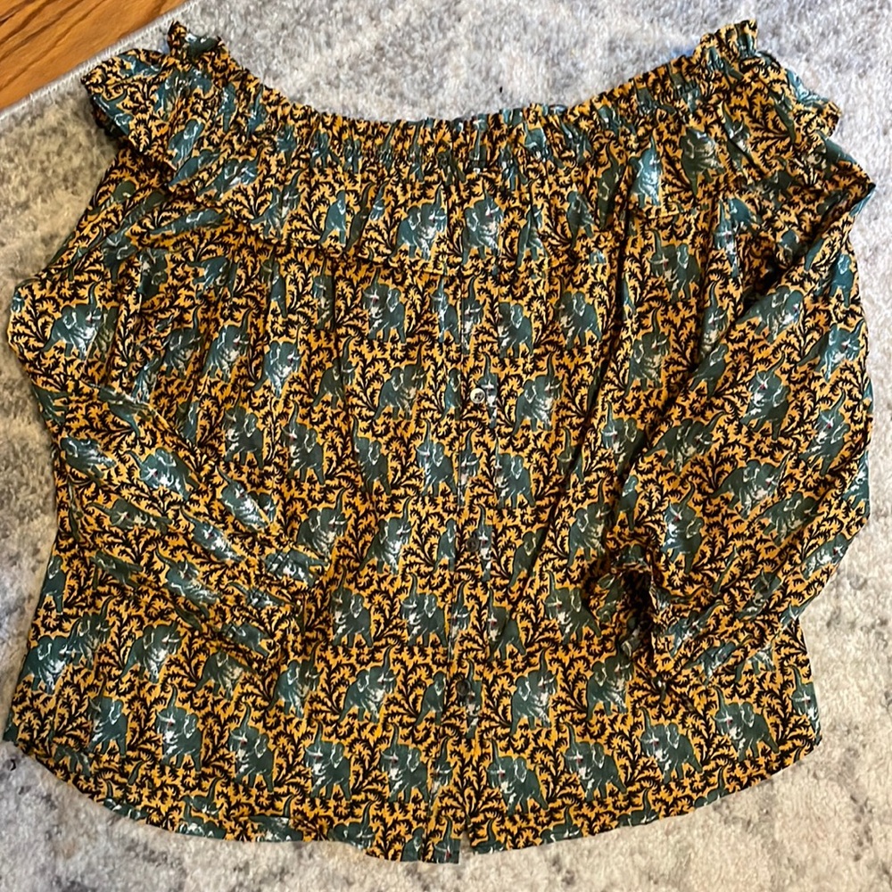 JCrew off the shoulder elephant top
